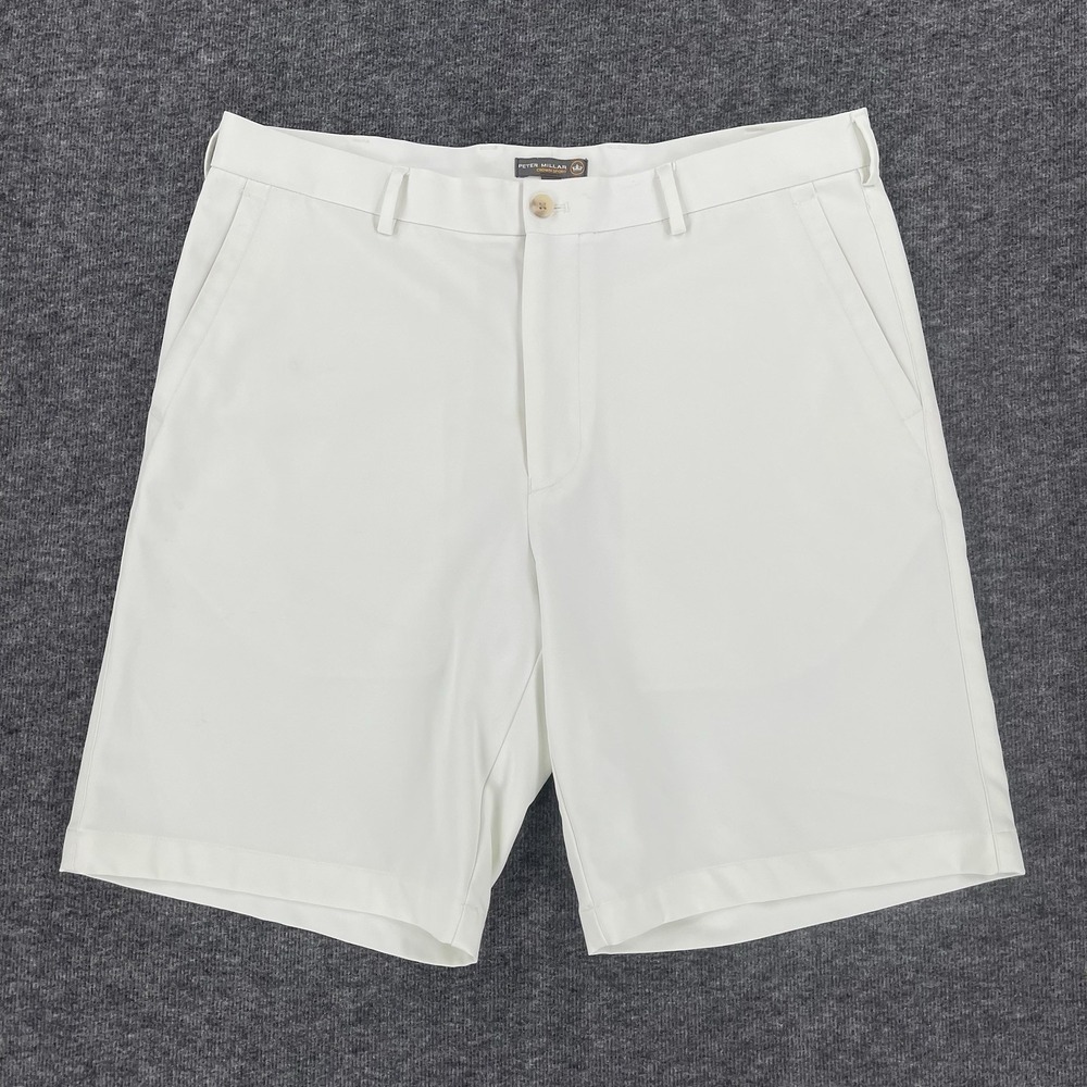 Peter Millar Crown Sport Salem Shorts Men's 35 White Performance Chino Golf